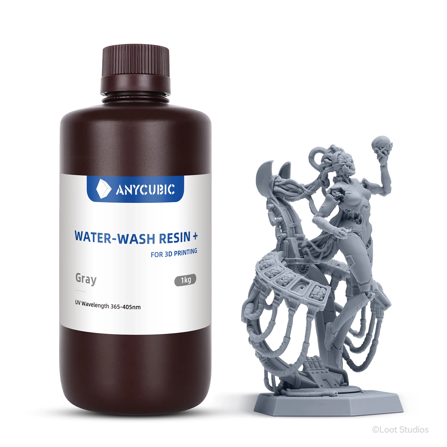 Anycubic Resina lavable al agua + - 1Kg - Gris - GARHEM 3D Canarias